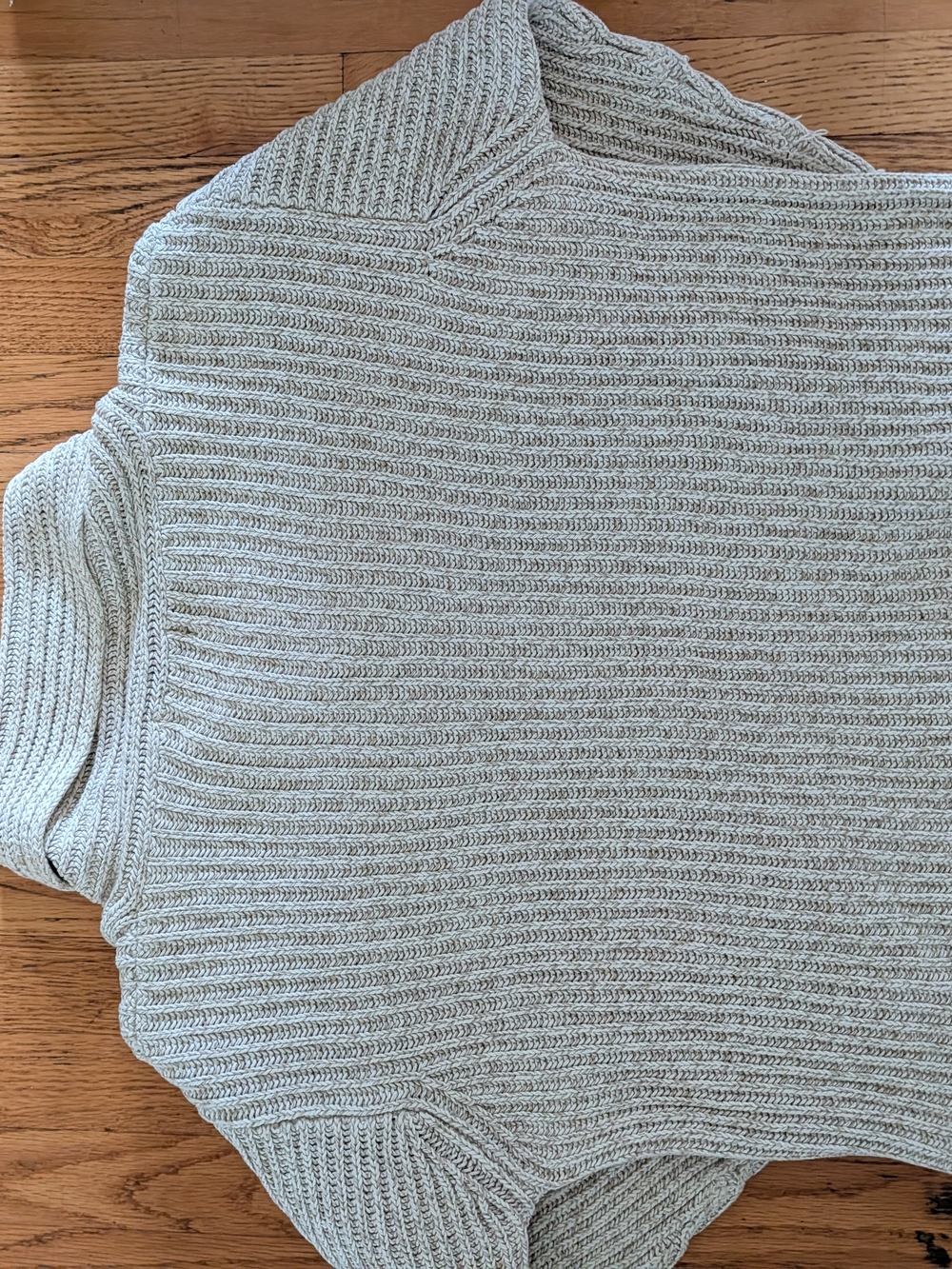 Eddie Bauer Light Gray Ribbed Shawl-Collar Sweater - Picture 7 of 7